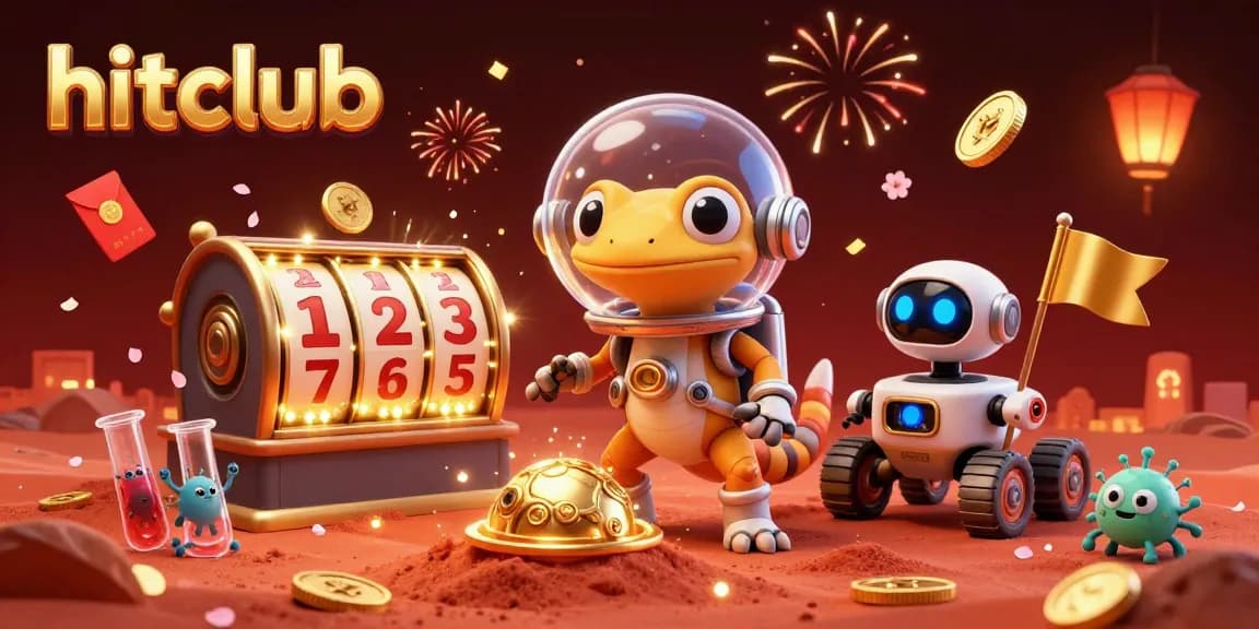 Hitclub showcases an animated casino scene with Martian characters discovering wealth and excitement.