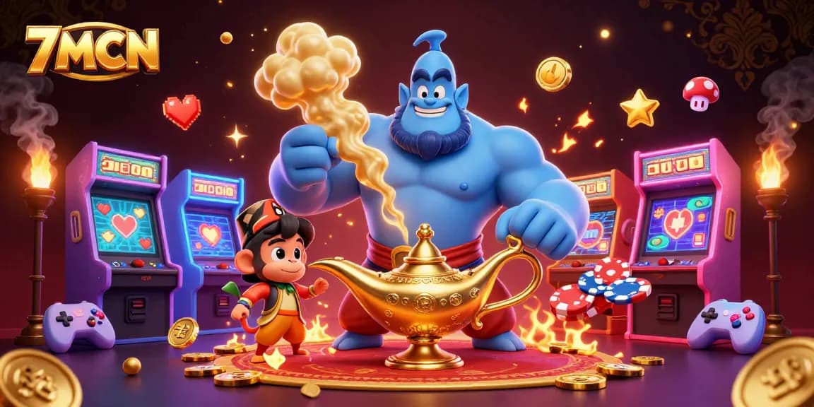 Experience dynamic gaming action with vibrant elements featuring 7MCN's magical casino theme.