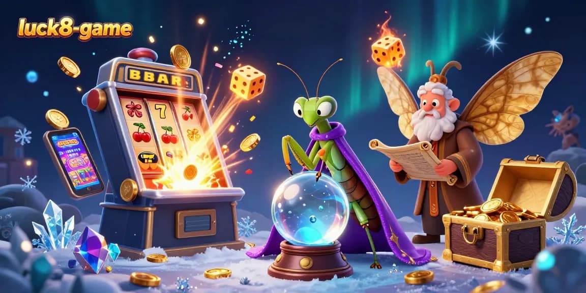 Play lucky games on luck8-game with a vibrant scene of fortune teller and mystical gambling elements