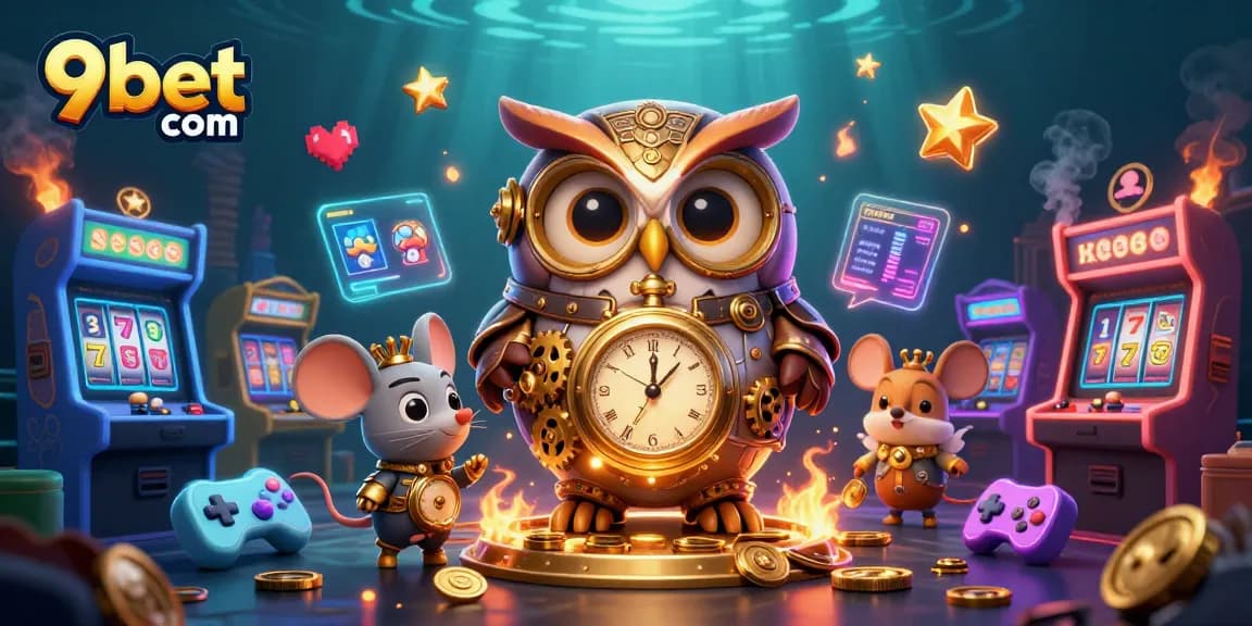 Experience thrilling games at 9bet com with exciting casino elements and cartoon characters.