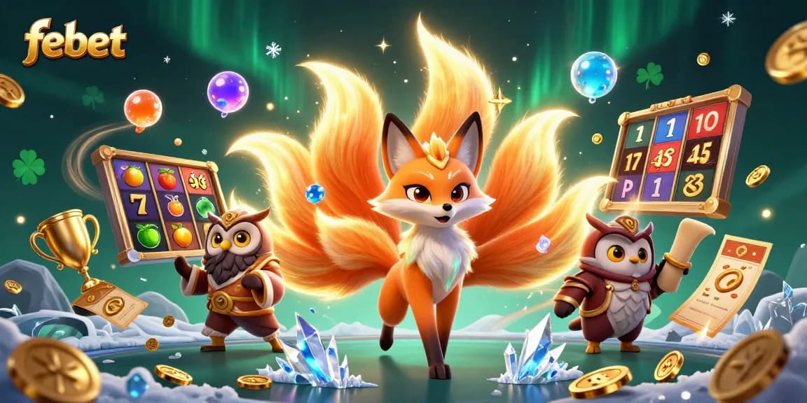 Experience thrilling gameplay at febet with a vibrant casino scene featuring a nine-tailed fox and enchanting elements.