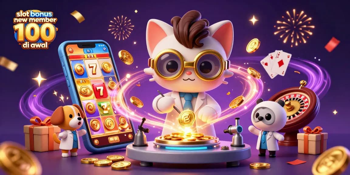 Menangkan slot bonus anggota baru 100 di awal dengan karakter kucing ilmuwan dan anjing asisten serta permainan kasino penuh warna.