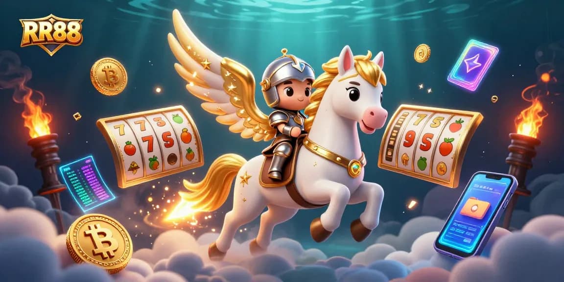 Experience the thrill of gaming at RR88 with vibrant slots and crypto elements lighting up the scene.