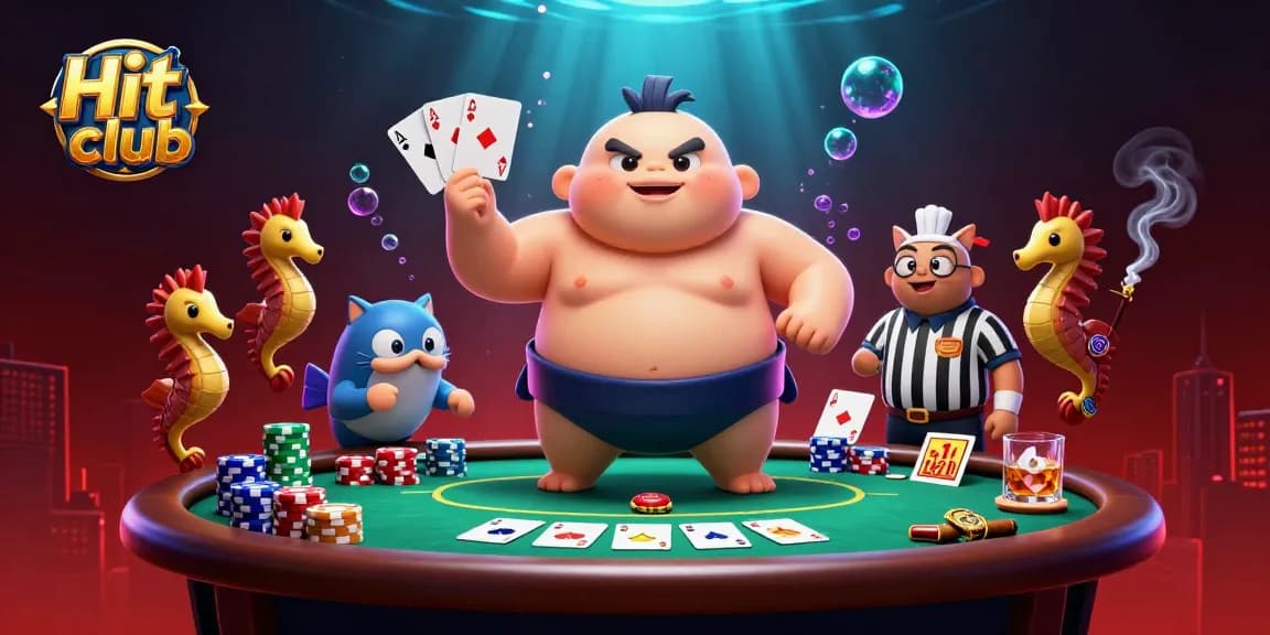 Engage with thrilling Hit club poker action featuring a vibrant underwater scene with colorful casino elements.