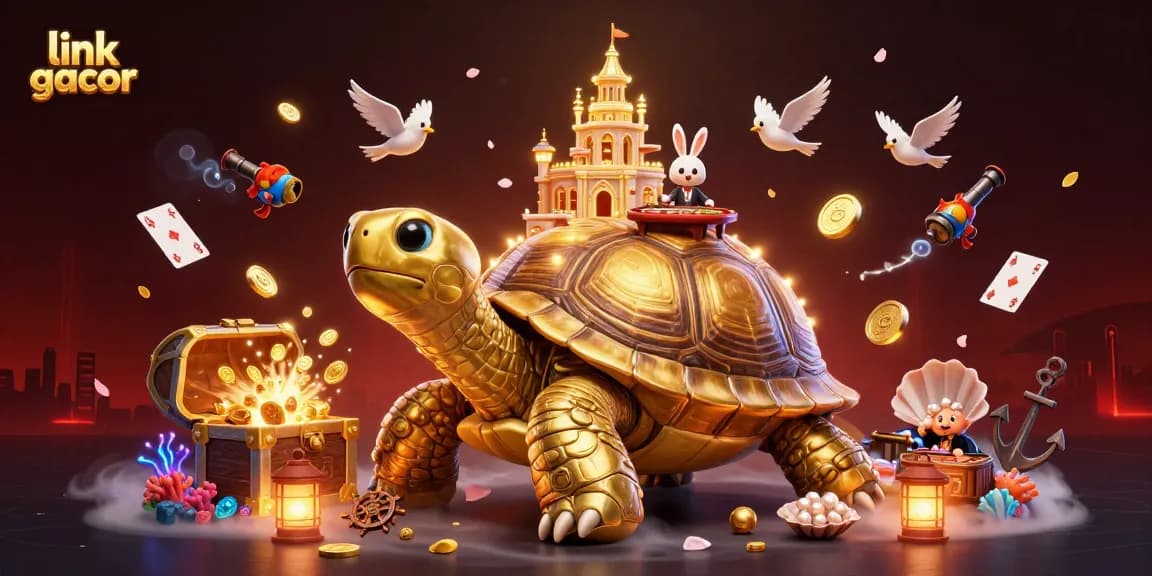 Spin the reels at link gacor’s vibrant 3D casino illustration showcasing thrilling game elements and fantasy.