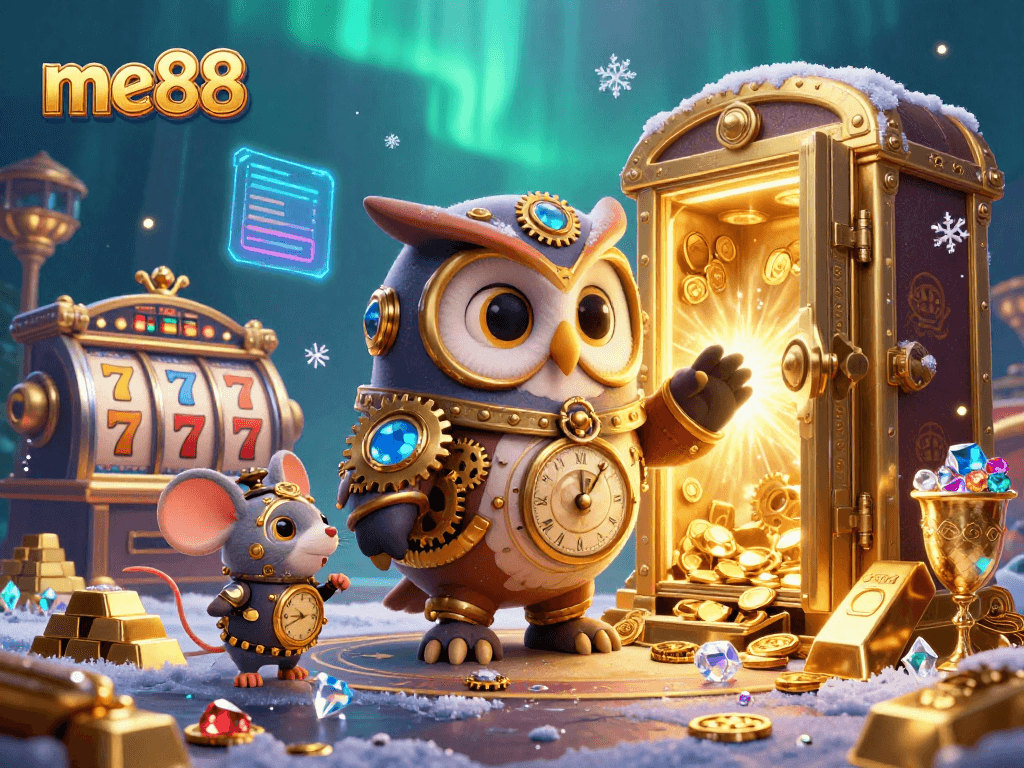 Engage in thrilling gaming experiences with me88, featuring captivating 3D cartoon characters and golden treasures.