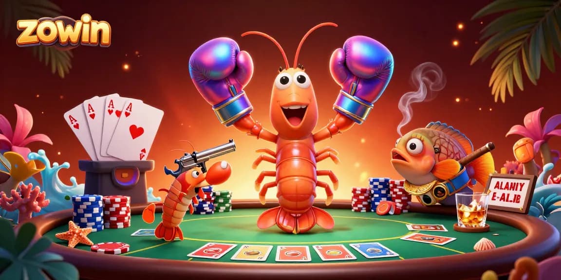 Zowin captures thrilling poker action with cartoon characters and vibrant casino elements.