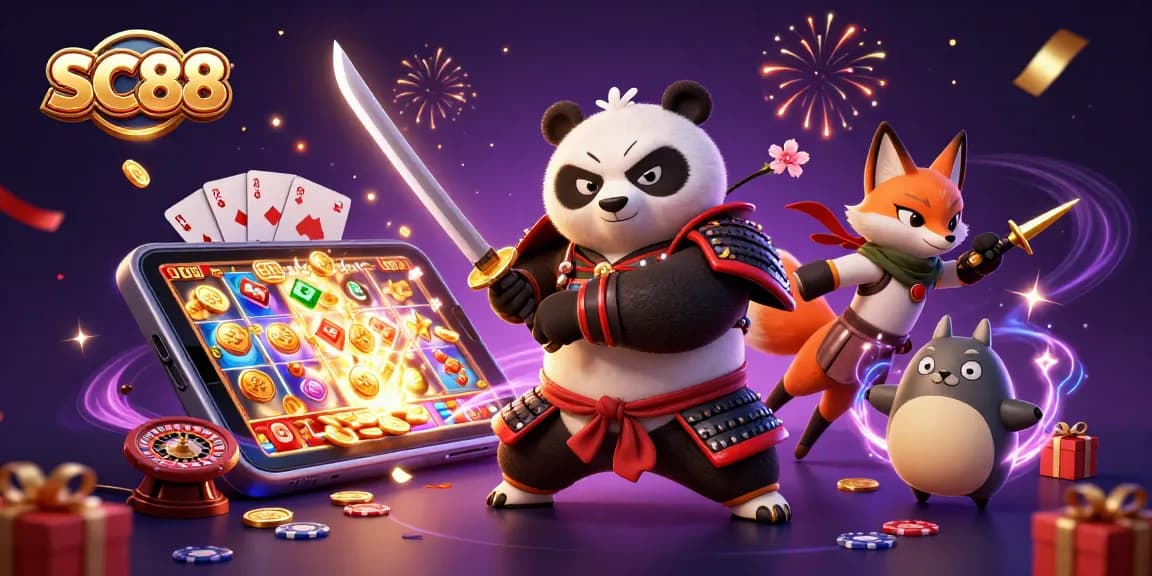 Experience thrilling wins with SC88's vibrant slot games and animated characters.