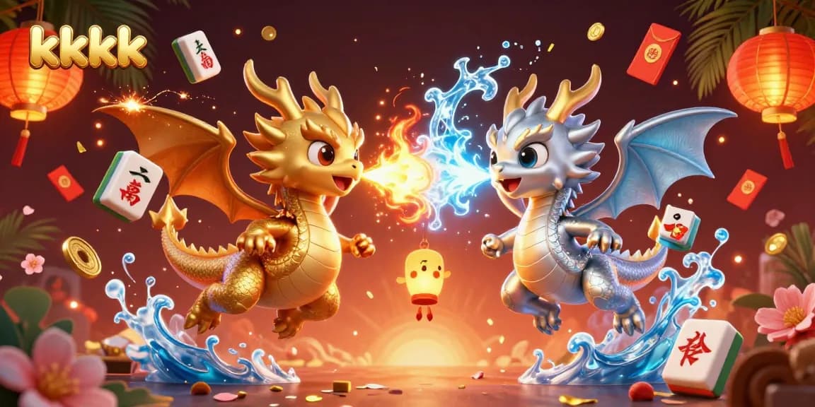 Engage in thrilling gameplay at KKKK, featuring captivating dragons and vibrant casino elements.