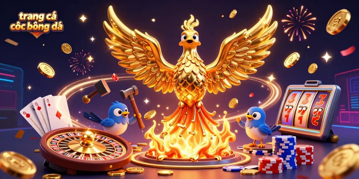 Engage with the thrill of trang cá cược bóng đá as golden coins and sparkling gems explode in a vibrant 3D casino scene.
