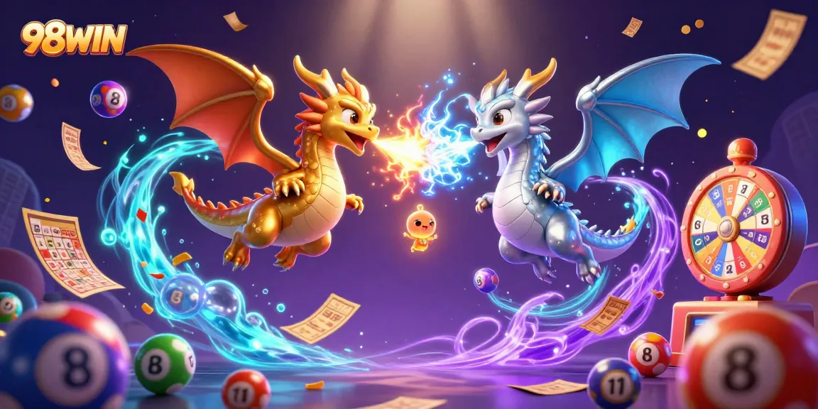 Join the excitement of 98WIN lottery adventures with fantasy dragons and vibrant game elements!