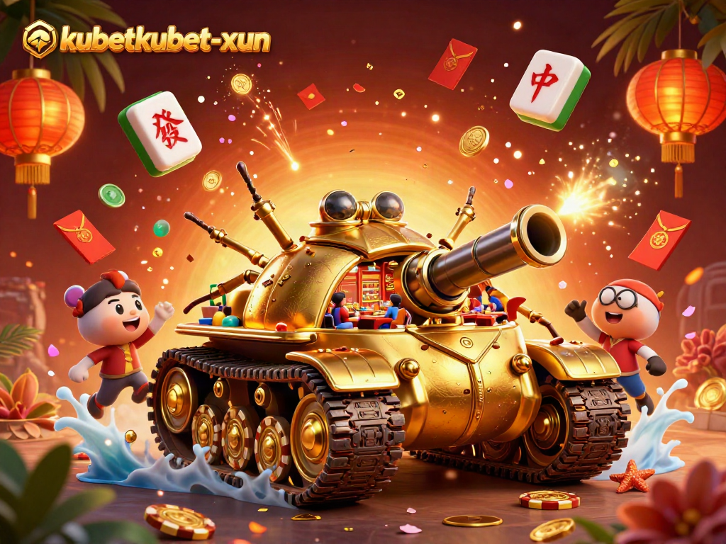Experience the vibrant atmosphere of kubetkubet-xun with a dynamic casino scene in a golden beetle tank.