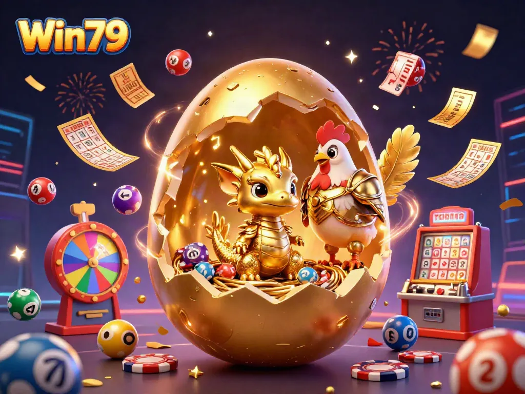Experience excitement with Win79 as a golden dragon reveals treasure and lottery elements.