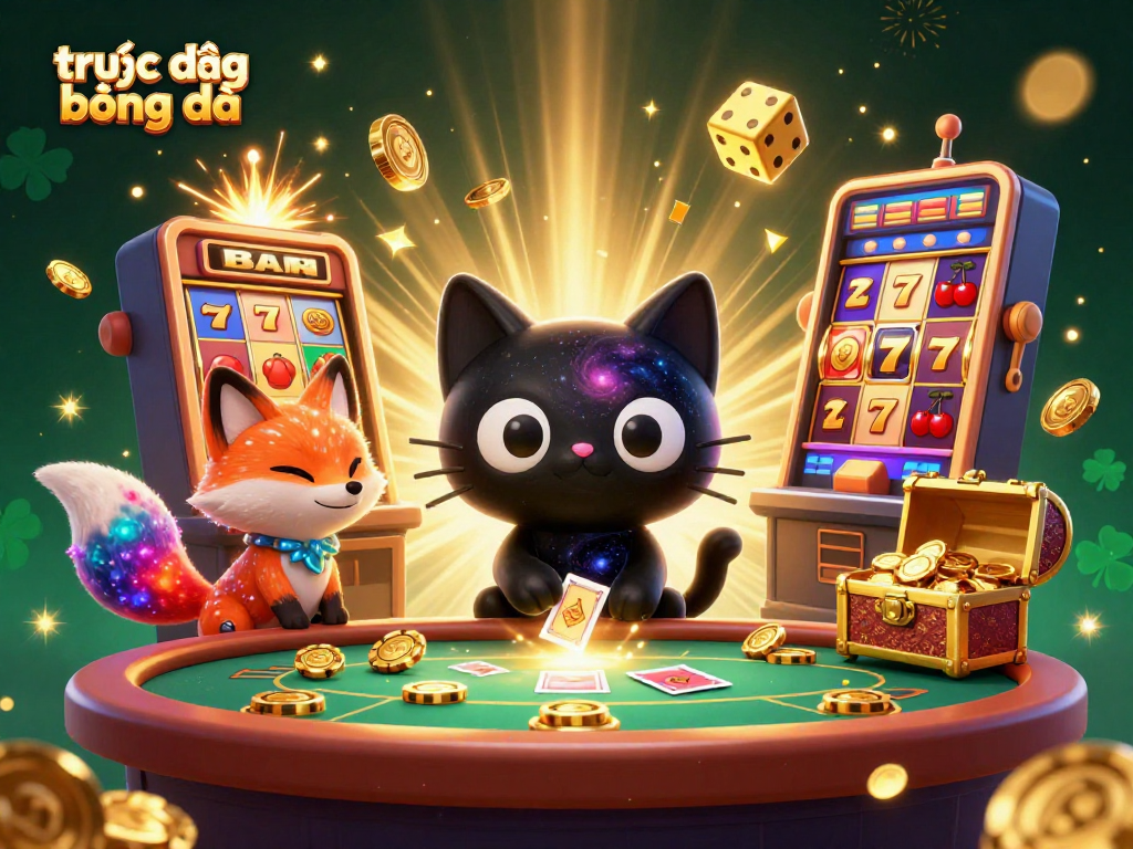 Experience trực tiếp bóng đá with cosmic 3D elements and vibrant casino visuals.