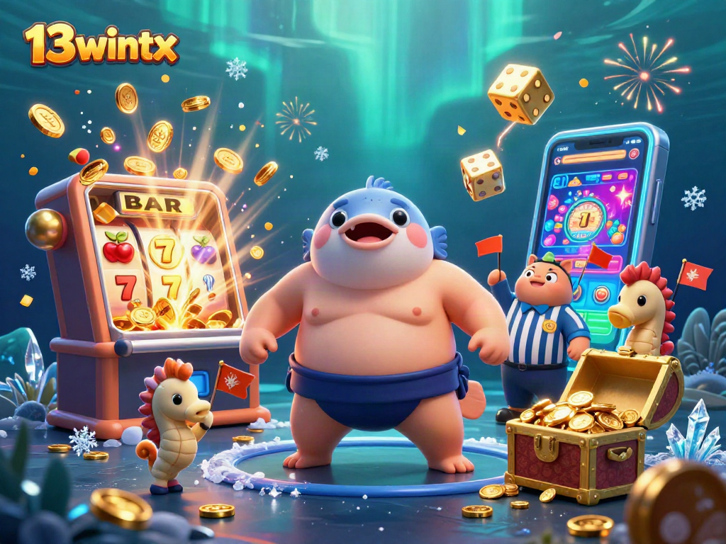 Experience thrilling wins at 13wintx with an exciting underwater casino illustration showcasing vibrant slot elements.