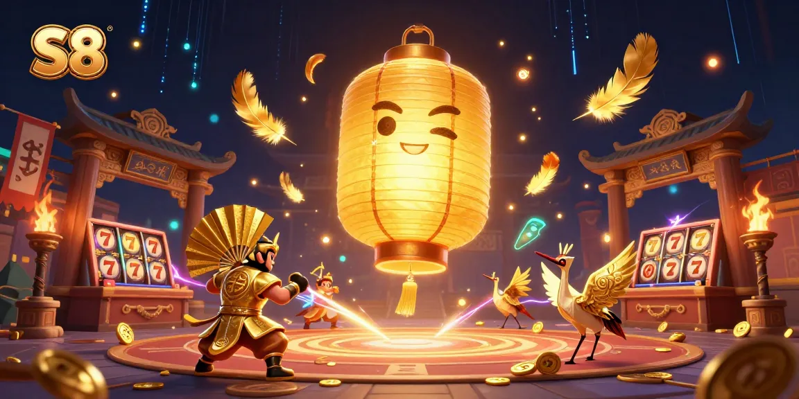 S8 thrills at the night market casino with a floating lantern spirit and interactive slot elements.