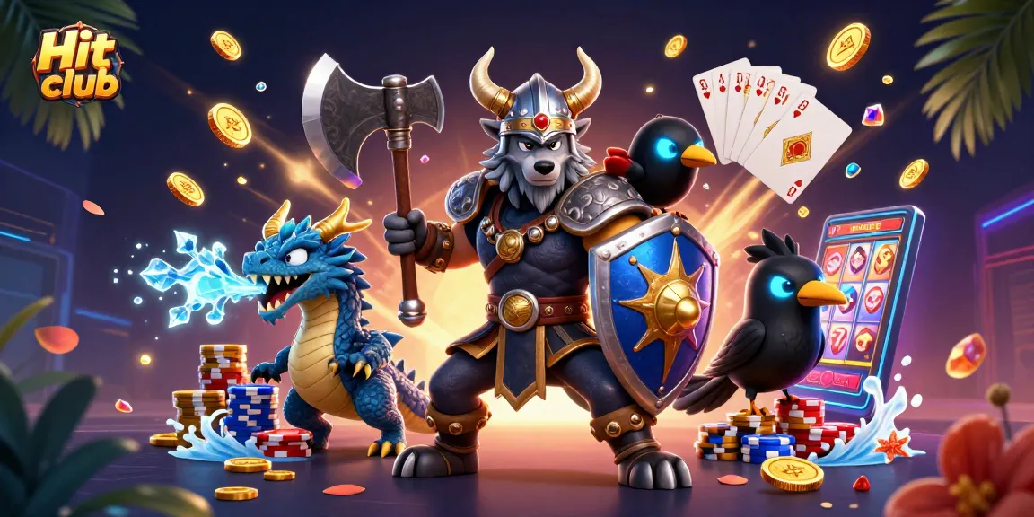 Engage with Hit club's vibrant 3D scene showcasing thrilling casino elements and characters.