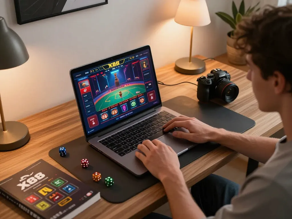 X88 online gaming experience: engaging live dealer gameplay on laptop with immersive graphics.
