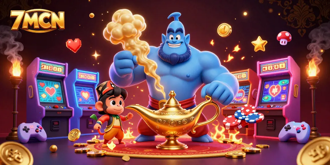 Experience dynamic gaming action with vibrant elements featuring 7MCN's magical casino theme.