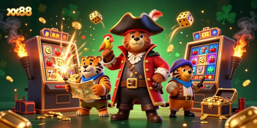 Experience thrilling gameplay at xx88 with a vivid 3D scene featuring adventure and excitement.
