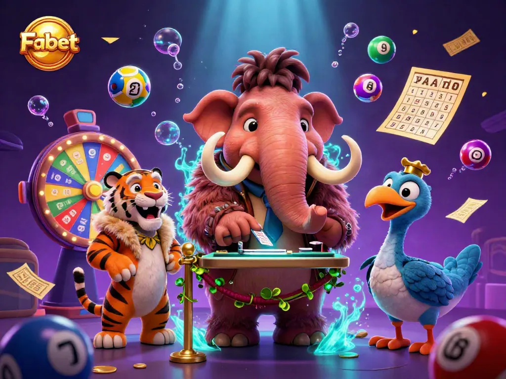 Experience Fabet's vibrant casino atmosphere with a woolly mammoth bouncer and thrilling game elements.