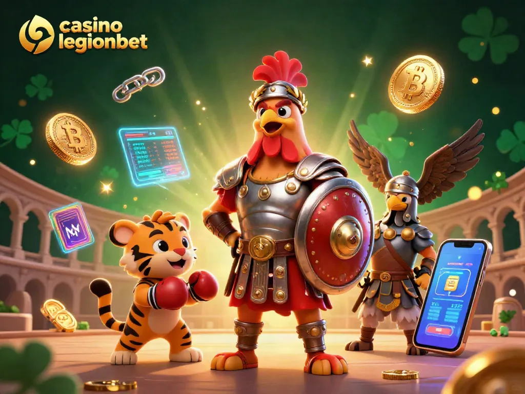 Experience the thrill at casino legionbet with a vivid gladiator and tiger cub in action.