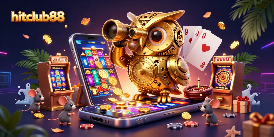 Experience hitclub88's vibrant casino fantasy with an animated 3D owl and lively gameplay elements.