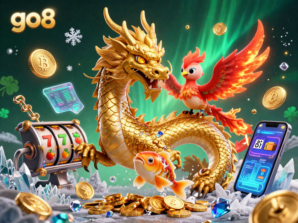 Experience thrilling wins with go8's vibrant casino scene featuring dynamic gaming elements and lucky characters.