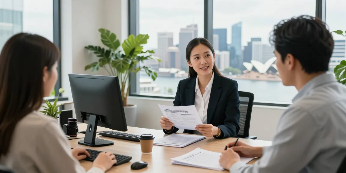 Property management fees Sydney discussion in modern office with skyline view