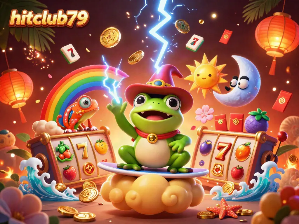 Experience the excitement of hitclub79 with vibrant 3D characters amidst a jackpot explosion of coins.