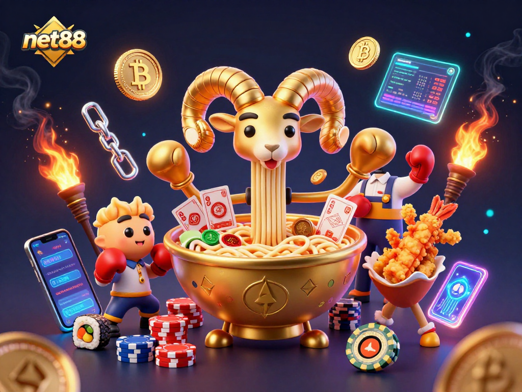 Experience thrilling action with net88 as you engage with vibrant casino characters and crypto elements.