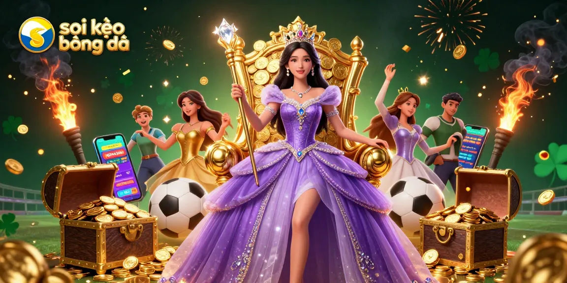 Soi kèo bóng đá with dynamic sports elements, showcasing betting action and excitement in a vibrant 3D scene.