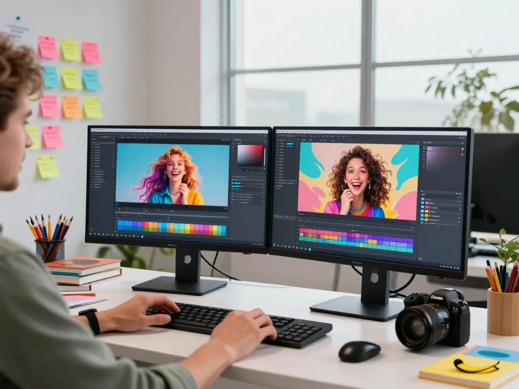 Creative AI image editing workspace showcasing nano banana flash technology through vibrant visuals.
