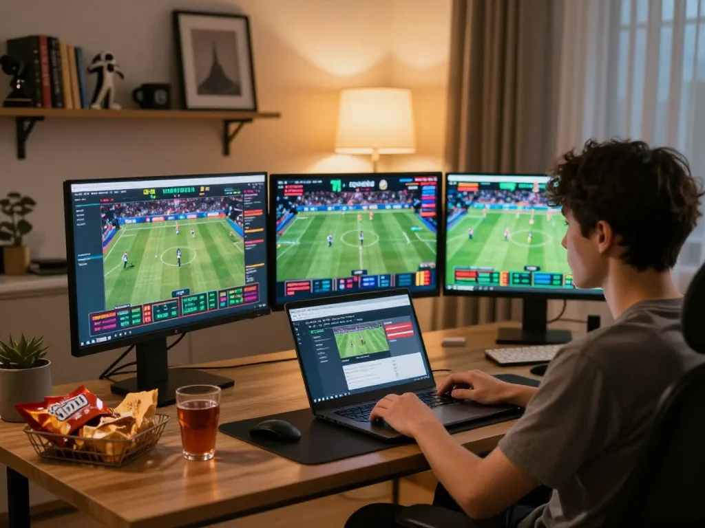 Person enjoying online betting on open88 from a modern home setup, showcasing engagement and convenience.