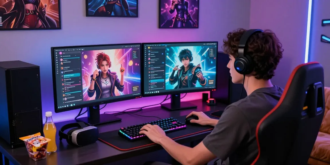 User interacting with NSFW AI character in a modern gaming setup featuring engaging animations and immersive digital elements.