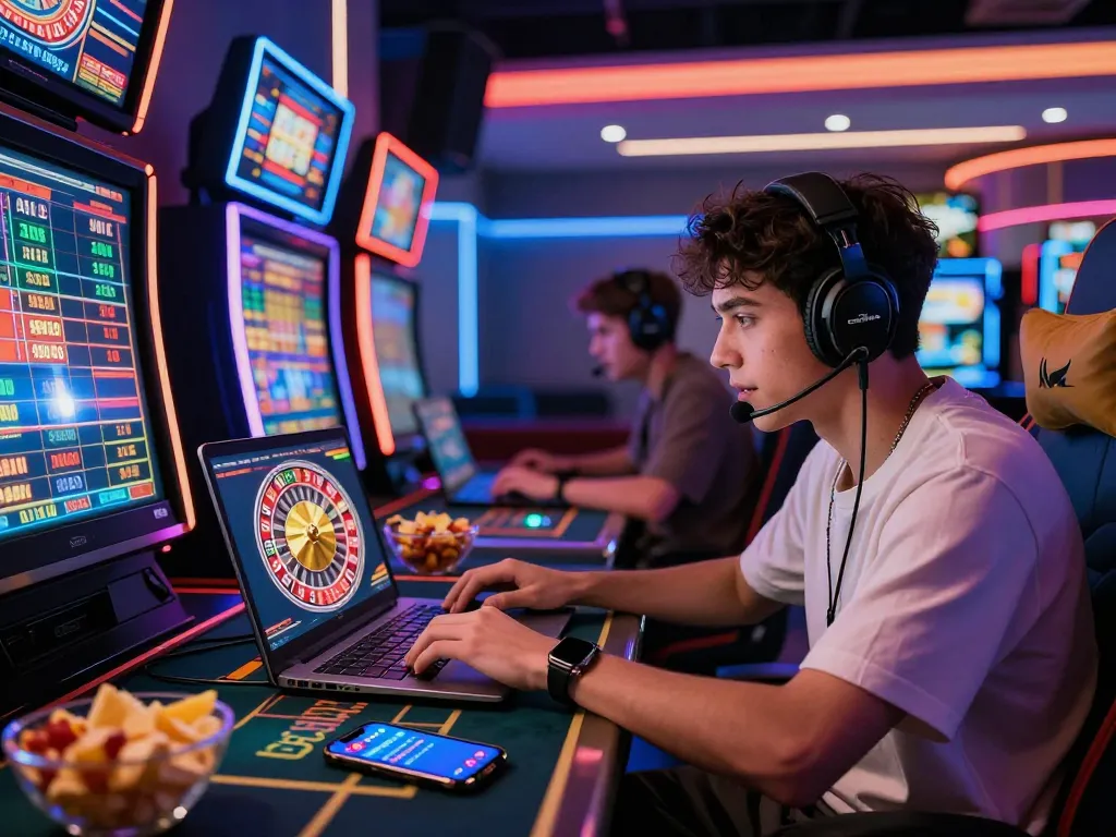 Immersive online gaming experience at 68win with vibrant casino elements and a focused player.