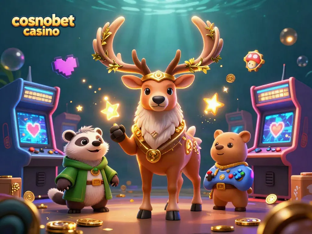 Experience excitement at cosmobet casino with a vibrant scene of gaming characters and elements.