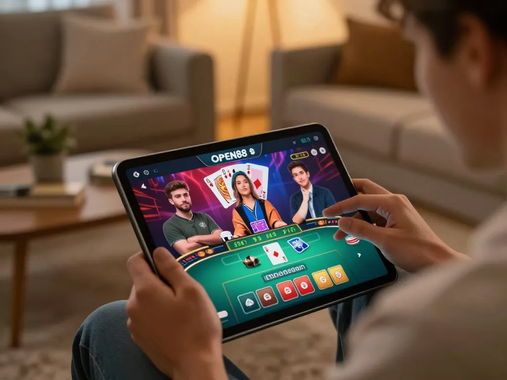 OPEN88 mobile app showcasing live blackjack gameplay, enhancing player engagement and excitement