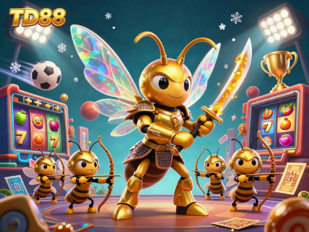 Engage with TD88's vibrant jackpot experience featuring a golden hornet and thrilling gaming elements.
