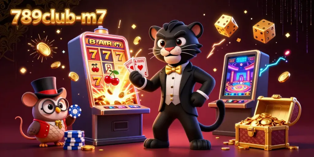 Engage with 789club-m7's vibrant casino atmosphere featuring dynamic characters and jackpot elements.